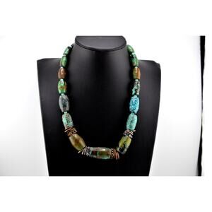 Natural Hubei Turquoise Necklace Native American Navajo Handmade